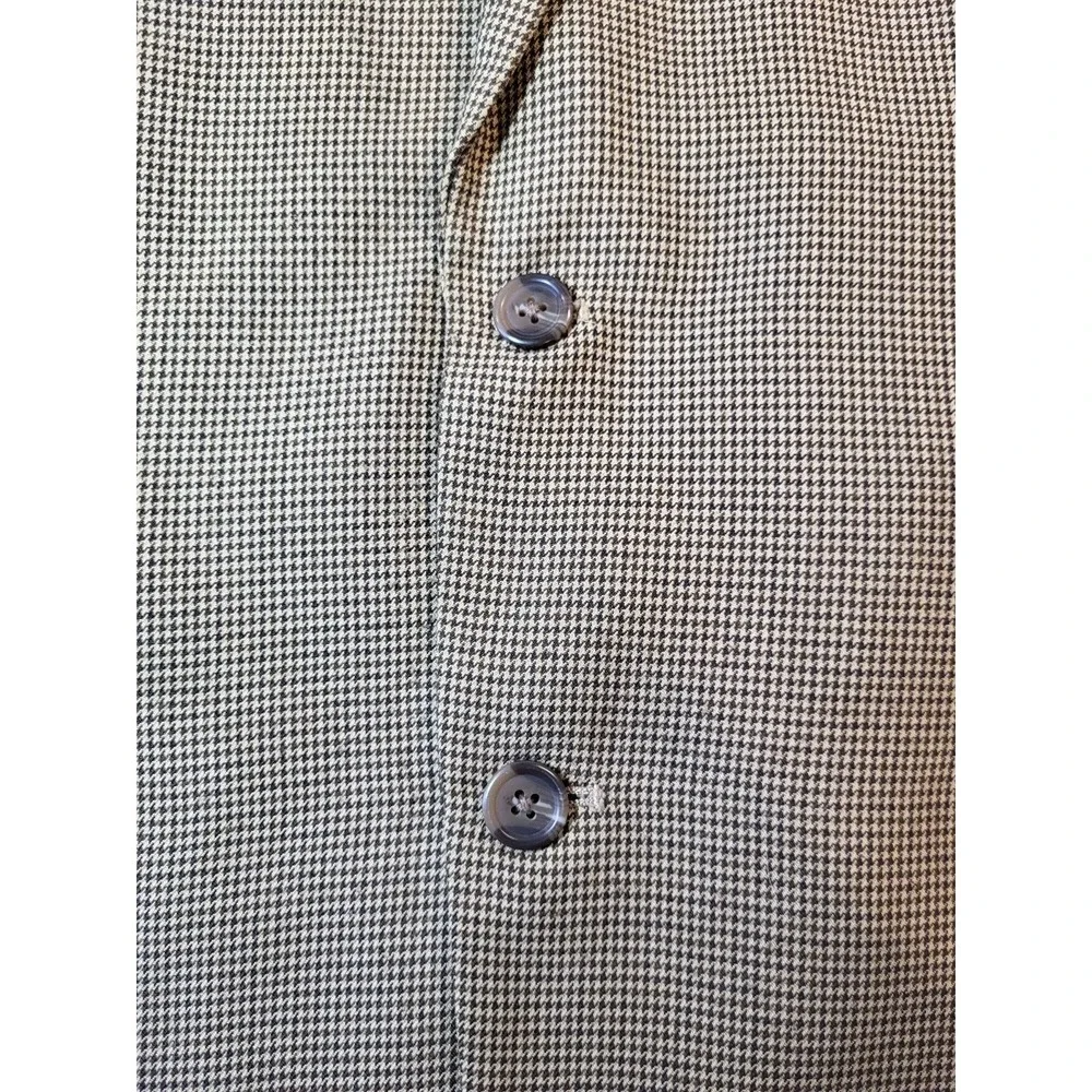 Chaps Tan/Brown Houndstooth Soft Single‎ Breasted 2 Button Front Blazer Size 42R